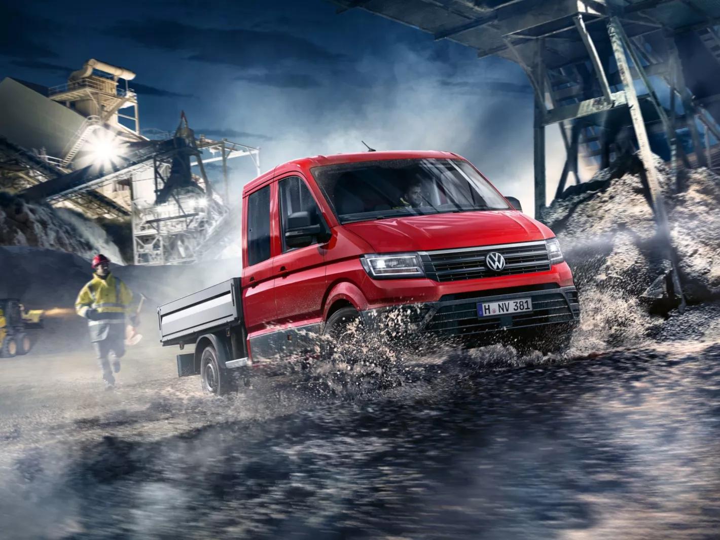 Volkswagen bedrijfswagen Crafter pick-up rood