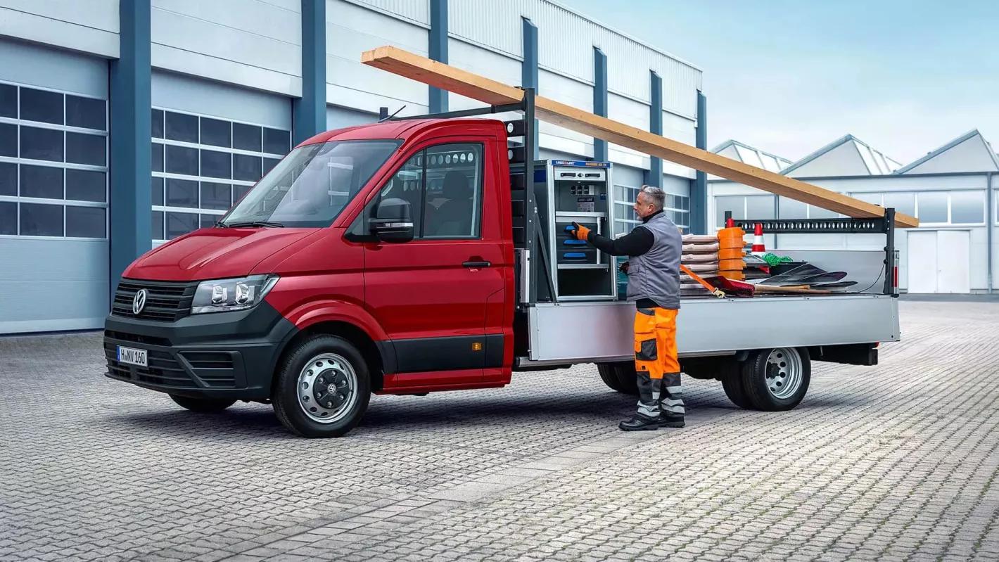 Volkswagen bedrijfswagens Crafter pick-up rood