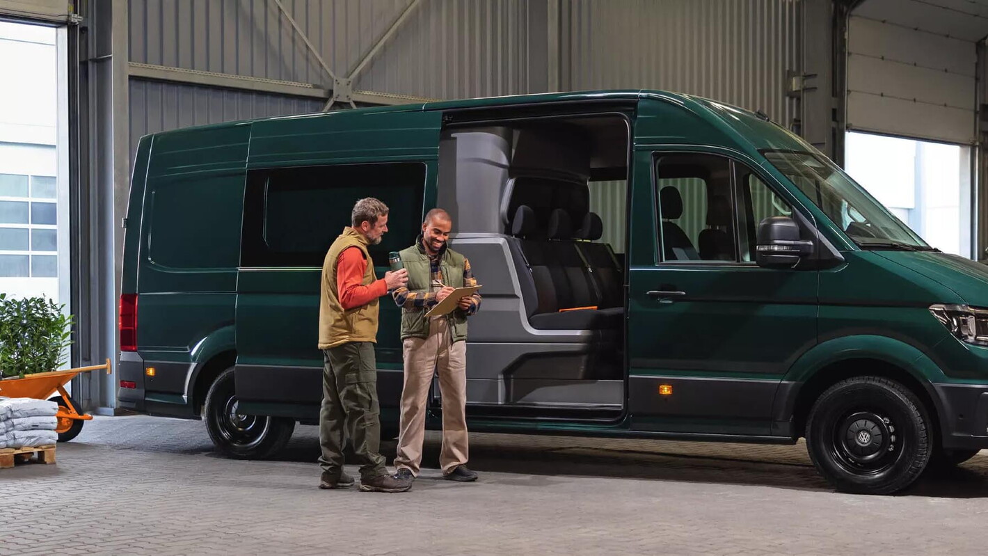Volkswagen bedrijfswagen Crafter dubbele cabine groen